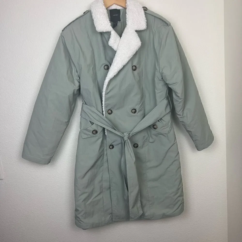 Forever 21 Double-Breasted Belted Trench Coat M - Picture 2 of 8